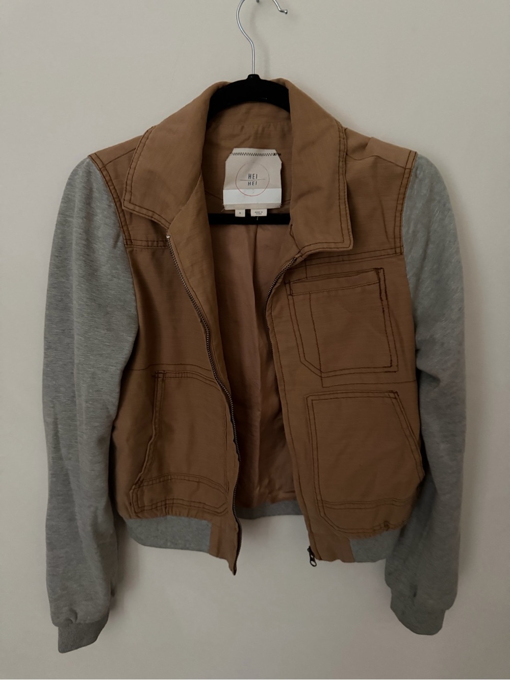 Anthropologie Two-Tone Brown and Gray Bomber Jacket